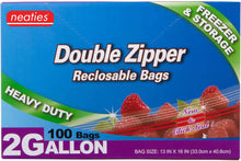 Load image into Gallery viewer, Neaties Heavy Duty 2 Gallon Double Zipper Bags, 13&quot;x16&quot;, 100pcs
